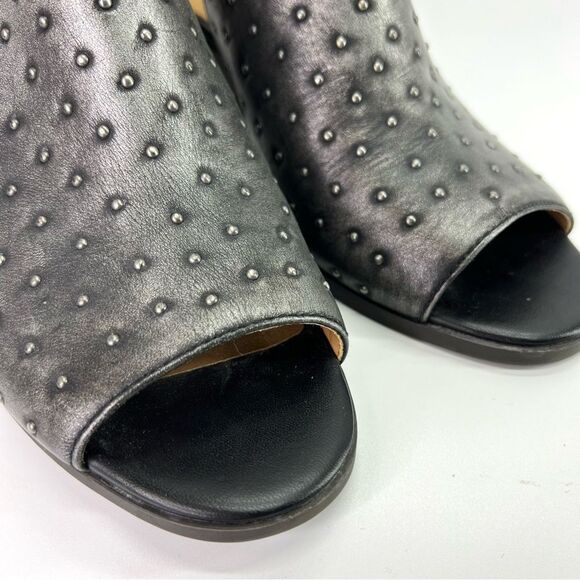 Lucky Brand Barimo Open Toe Studded Leather Booties 7.5 Metallic Grey - Picture 7 of 16